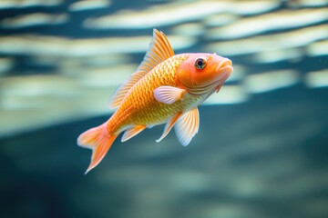 Fototapeta premium close-up image of colorful freshwater fish swimming peacefully in clear serene aquarium