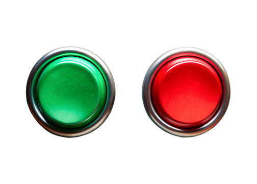 On and off push buttons icon red and green color buttons