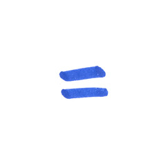 Equals Symbol, hand-drawn marker glyph with dark blue color on transparent Background