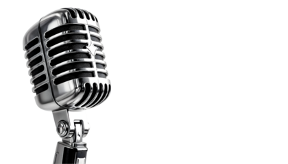 Realistic Photo - Retro Microphone on Black Background