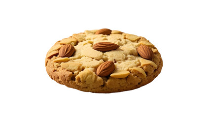  one big testy cookie with a few almonds top isolated on transparent background png
