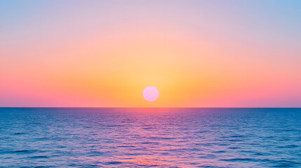 Caribbean Sea Sunset with Vibrant Orange and Pink Hues, Calm Waters
