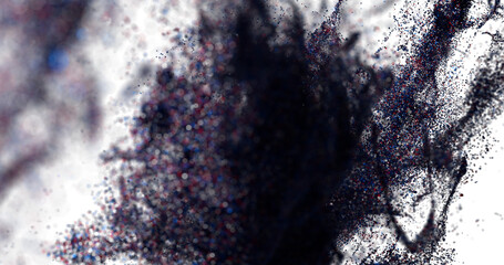 Abstract Particle Explosion Red Blue - Stock Photo
