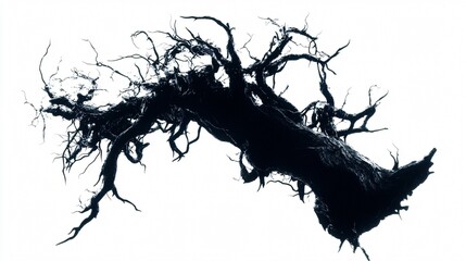Ethereal Dead Tree Branch Silhouette - Isolated Minimalistic Design for Graphic Projects
