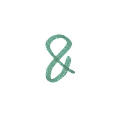 Ampersand Symbol, hand-drawn marker glyph with dark green color on transparent Background