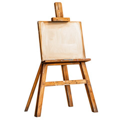 Wooden easel ready for painting isolated on transparent background, Cutout PNG