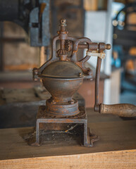old antique historical coffee grinder