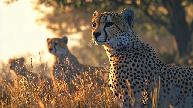 Stunning Acinonyx juba Cheetah Family in Masai Mara, Kenya - Wildlife Photography for Conservation Projects