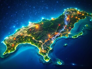 Christmas Island Political Map: Colorful Administrative Divisions Night View Infographic