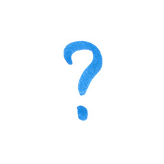 Question mark Symbol, hand-drawn marker glyph with light blue color on transparent Background