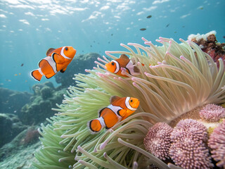 clown fish on coral reef