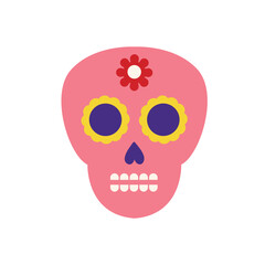 Day of the dead, Dia de los Muertos skull icon. Mexican skull with flowers. colorful vector illustration