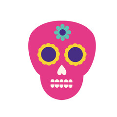 Day of the dead, Dia de los Muertos skull icon. Mexican skull with flowers. colorful vector illustration
