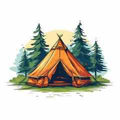 an AI Image Generator, Tent Under Starry Night in Forest Glade