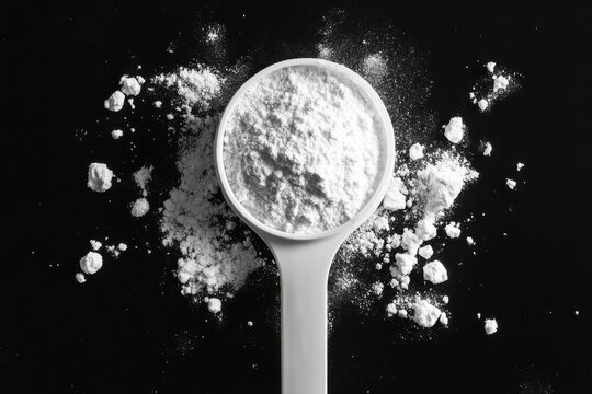 Creatine Monohydrate: Chemical Formula and Supplement Powder for Bodybuilding