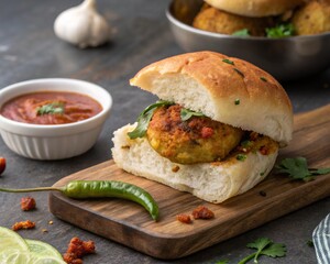 Famous  indian street food,   indian street food Vada Paav, street food, indian  food, india,indian snack 