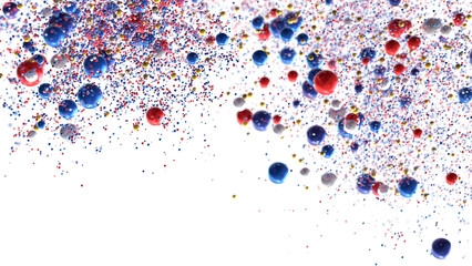 Abstract Colorful Spheres Falling on White Background Stock Photo