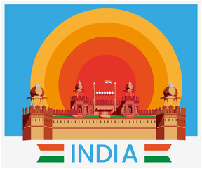 Fototapeta premium happy independence day vector rad fort india