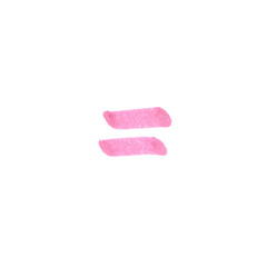 Equals Symbol, hand-drawn marker glyph with pink color on transparent Background