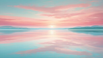 "Background Banner with Tranquil Water Ripples, Pink and Blue Pastel Sky, and Space for Text – Perfect for Wellness, Spa, and Eco-Friendly Promotions."