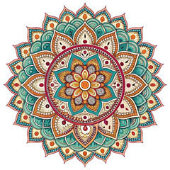 Fototapeta premium Abstract decorative colorful mandala isolated on transparent background