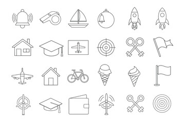 customer icon line art set on white background 
