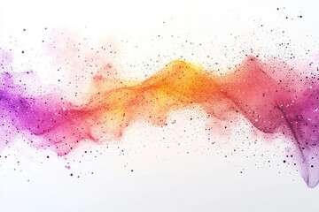 Abstract wave of vibrant colors and sparkling glitter on a clean white background creating a dreamy and ethereal visual effect with a modern artistic style