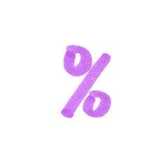 Percent Symbol, hand-drawn marker glyph with purple color on transparent Background