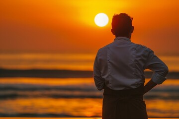 Fototapeta premium Cultural landscapes at sunset serene ocean views in inspiring photography