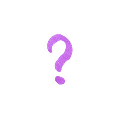 Question mark Symbol, hand-drawn marker glyph with purple color on transparent Background
