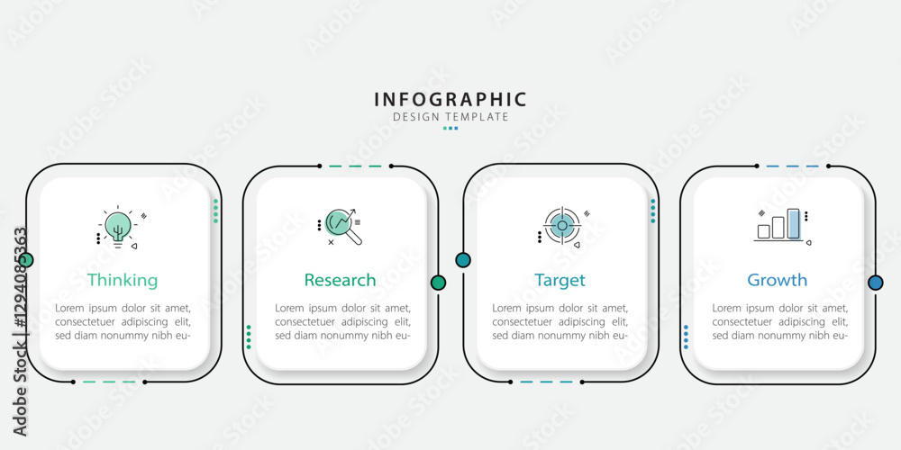 Poster timeline infographic template. 4 step timeline journey, calendar flat simple infographics design tem