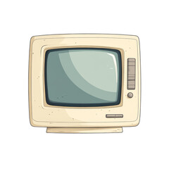vintage beige CRT monitor with curved screen and buttons, evoking nostalgia