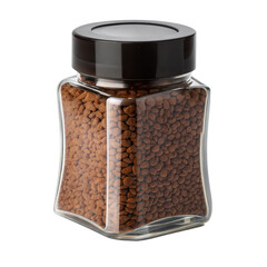 Close-up of a Clear Glass Jar Filled with Coffee Granules, salt and pepper