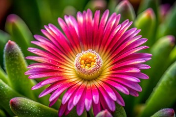 Close-up Detail of a Delosperma Cooperi Bud - Vibrant Pink Ice Plant Flower