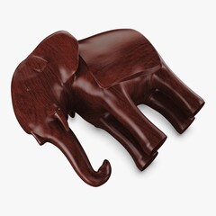 Illustration 3D Elephant Wooden Statue Carving