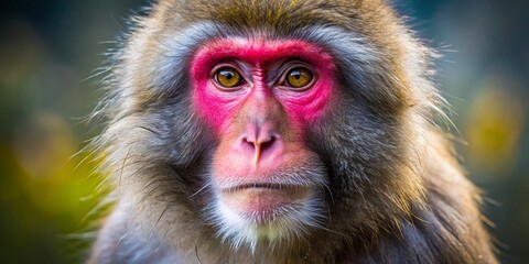 Obraz premium Close-up Japanese Macaque Portrait: Rule of Thirds Composition Wildlife Photography