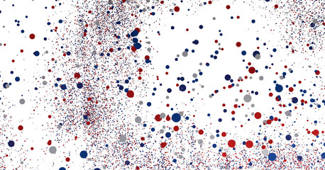 Abstract festive backdrop with red, blue, gray confetti. Ideal for celebrations.