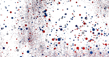 Abstract festive backdrop with red, blue, gray confetti. Ideal for celebrations.
