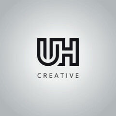 Creative Minimal UH HU Letter Business Logo Design Vector Template.