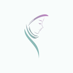 Hijab logo in the form of an outline of a Muslim woman wearing a hijab