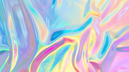 Obraz premium Iridescent neon background. Holographic Abstract soft pastel colors backdrop. Hologram Foil Aesthetic. Trendy vaporwave creative gradient