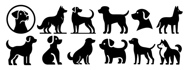 set of silhouettes of dogs