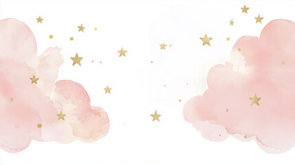 baby card with soft pastel colors, watercolor clouds