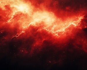 Naklejka premium Fiery Cosmic Nebula, Intense Colors, Space Background, for Digital Art, Abstract