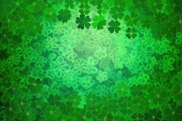 Obraz premium Green Patricks Day greeting banner with green clovers. Patrick's Day holiday design. Horizontal background, headers, posters, cards, website. Vector illustration. MZ 