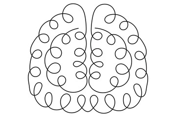 Human brain Continuous one line drawing of line art and vector illustration design
