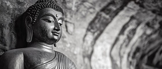 Serene Golden Buddha Statue at Dambulla Cave Temple - Peaceful Meditation Image for Design Projects