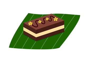 Surabaya Layered Cake on Banana Leaf. Indonesian Traditional Food
