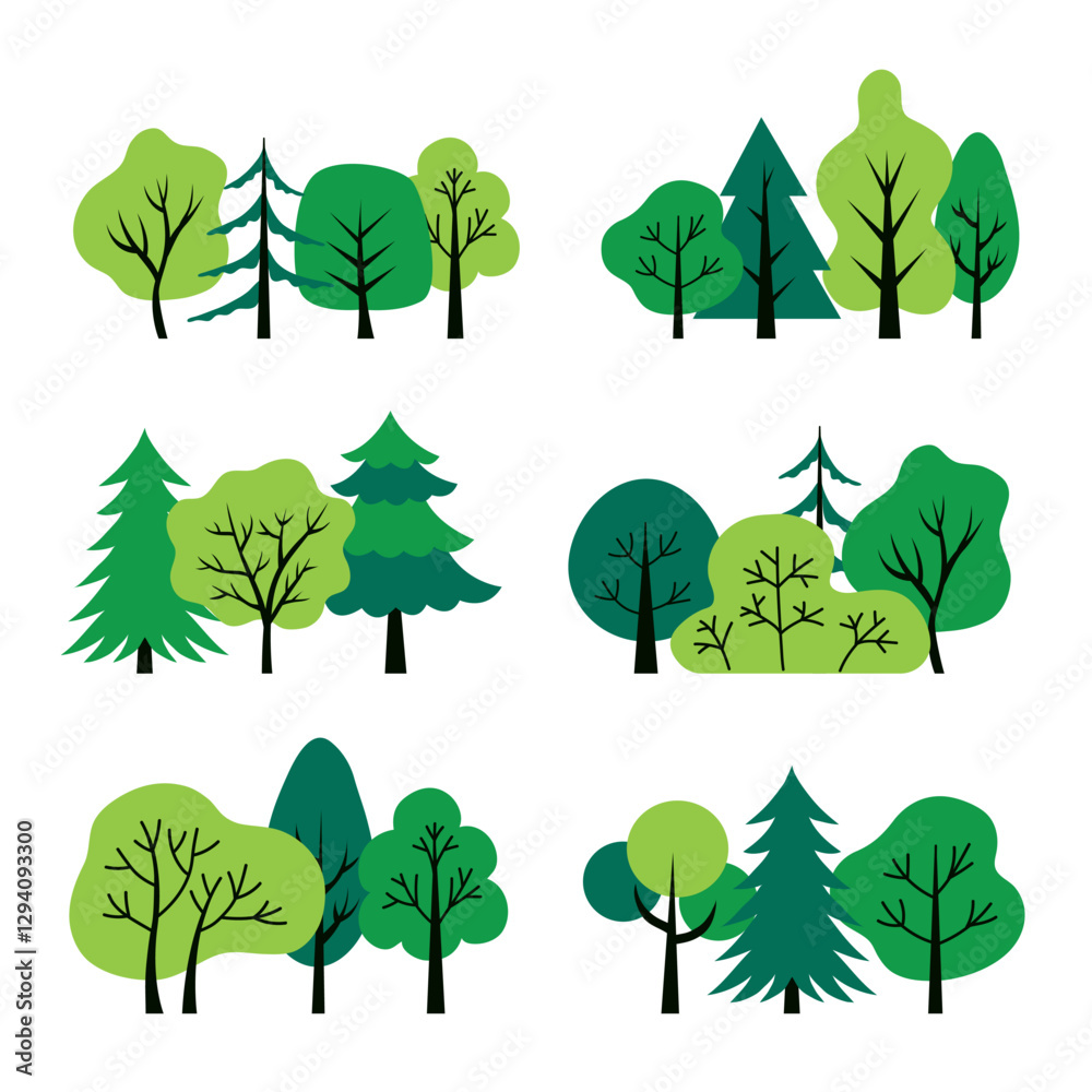 Canvas Prints vector trees set, isolated on a white background. simple and flat design. elements for a poster, ban