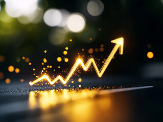 Obraz premium Glowing upward trend line representing growth and success in business